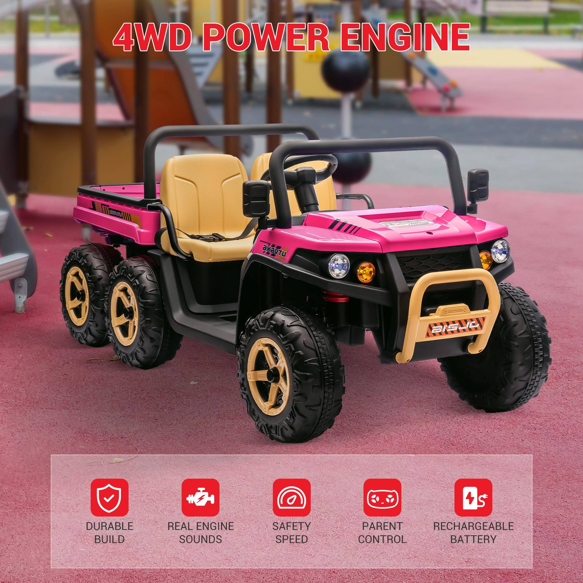 4WD POWER ENGINE

- DURABLE BUILD
- REAL ENGINE SOUNDS
- SAFETY SPEED
- PARENT CONTROL
- RECHARGEABLE BATTERY