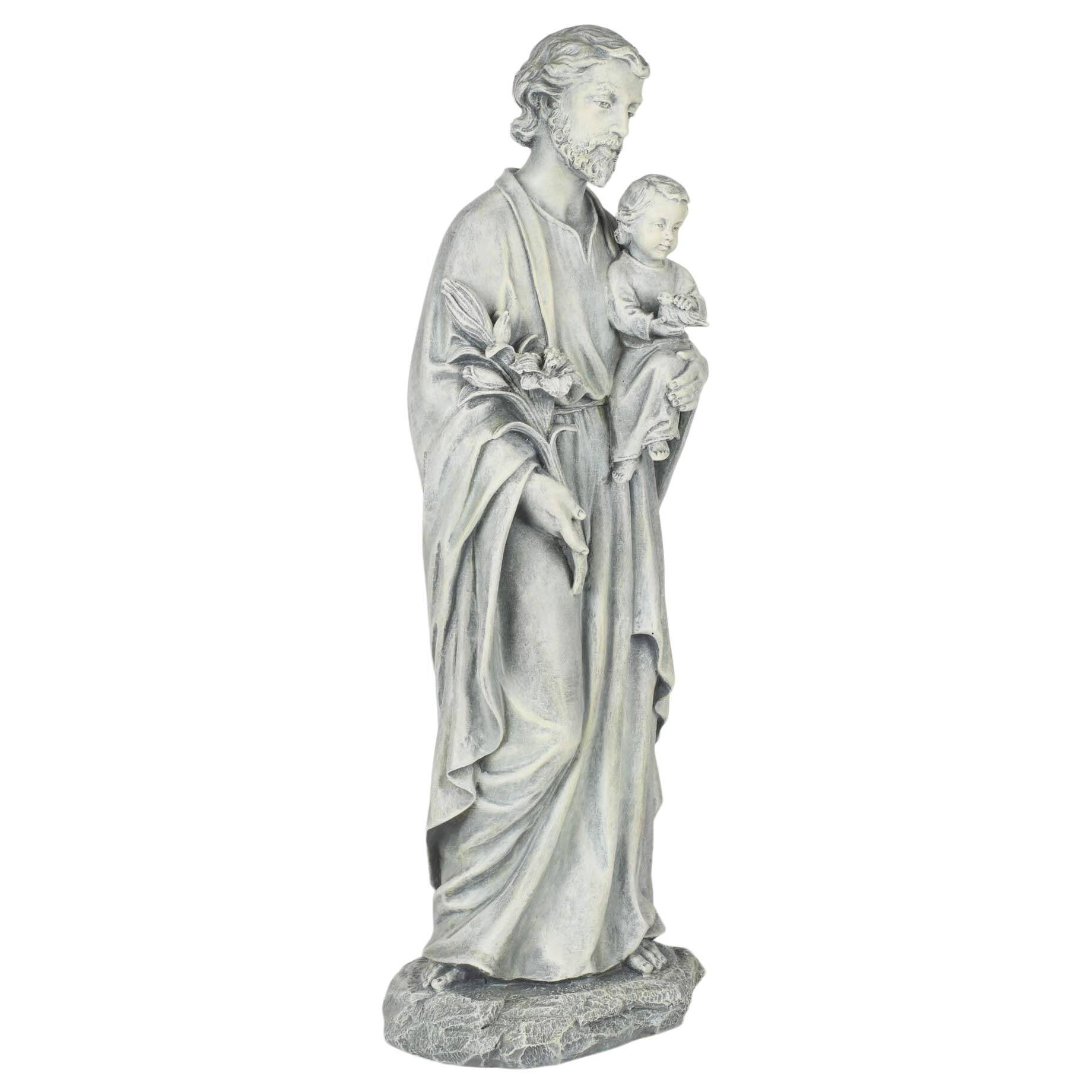 Alt View 2. Refined Abode Design - By Roman - 20 H St Joseph Holding A Garden Statue Religious Outdoor Decor.