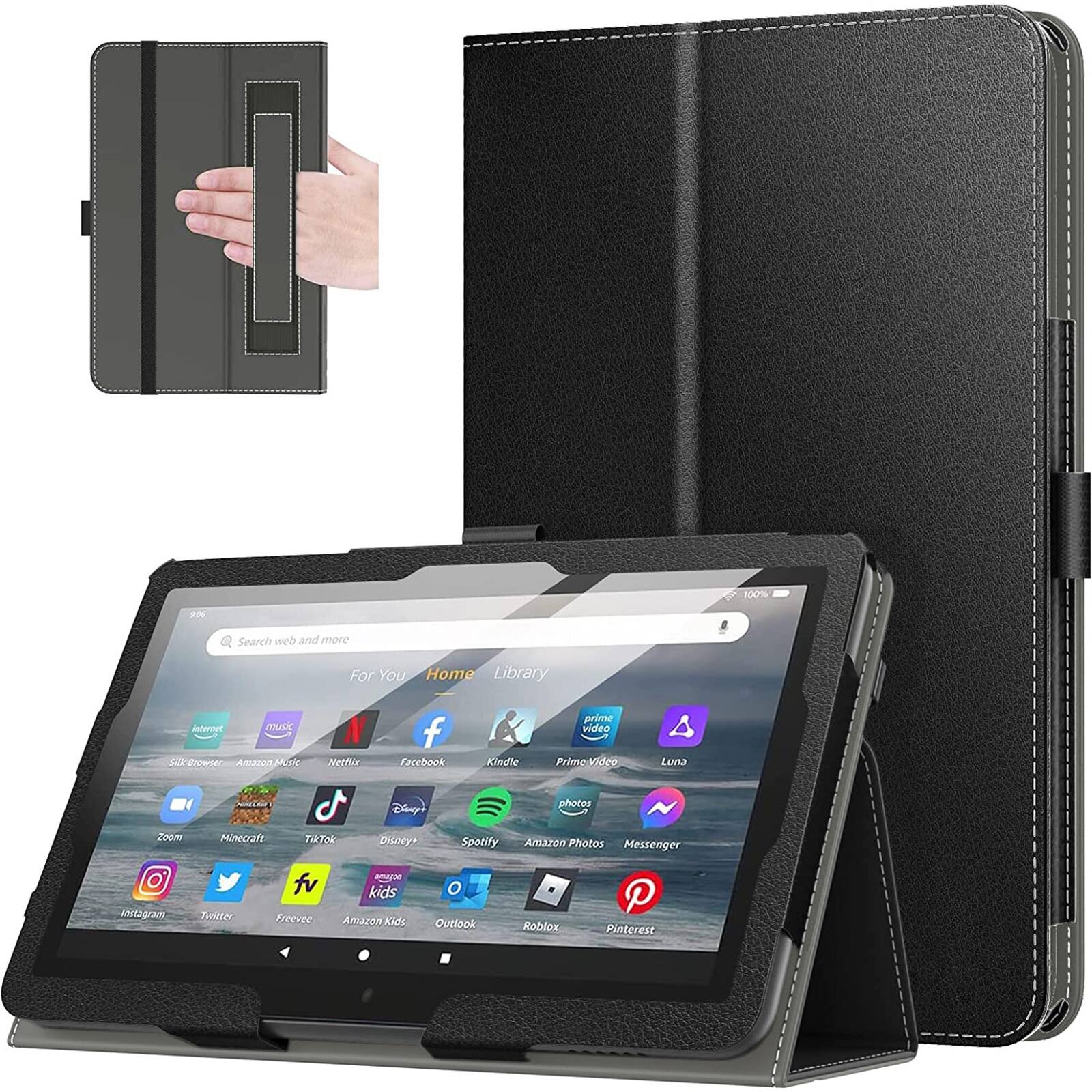 Alt View 12. SaharaCase - Hand Strap Series Folio Case for Amazon Fire 7 (2022) - Black.
