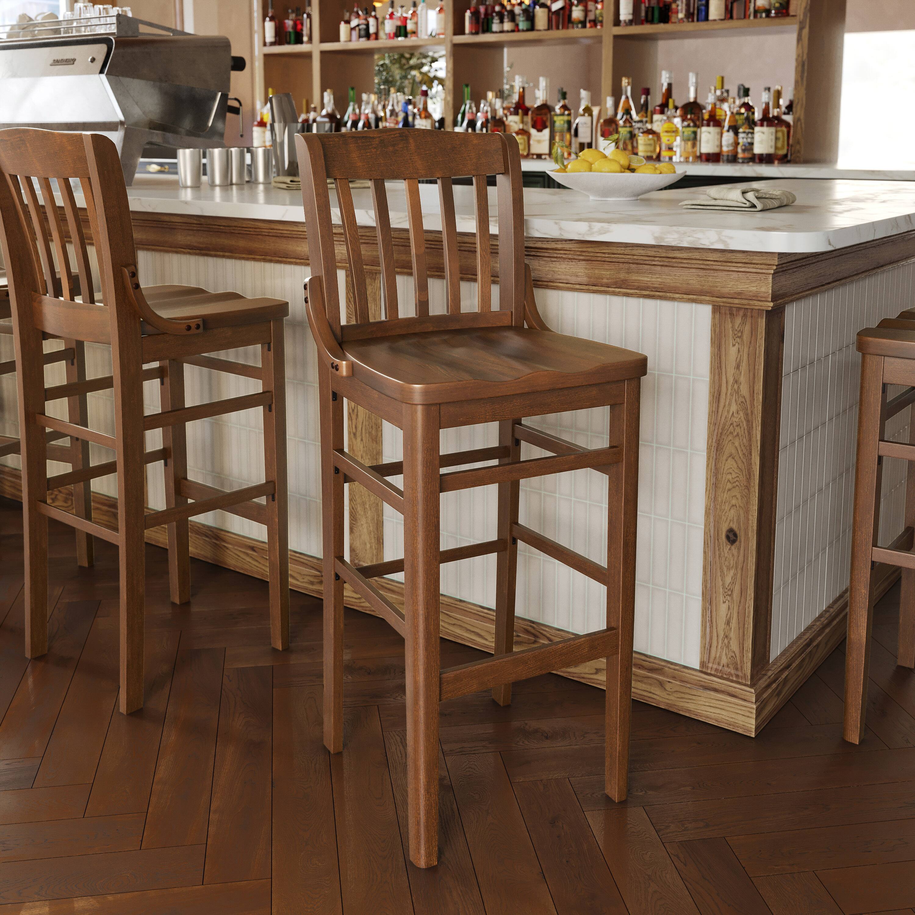 Alt View 3. Emma + Oliver - School House Back Wooden Restaurant Dining Barstool - Walnut.
