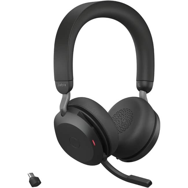 Jabra - Evolve2 75 Wireless On-ear Stereo Headset - USB-C - Unified Communication - With Charging Stand - Black - Binaural - Blue