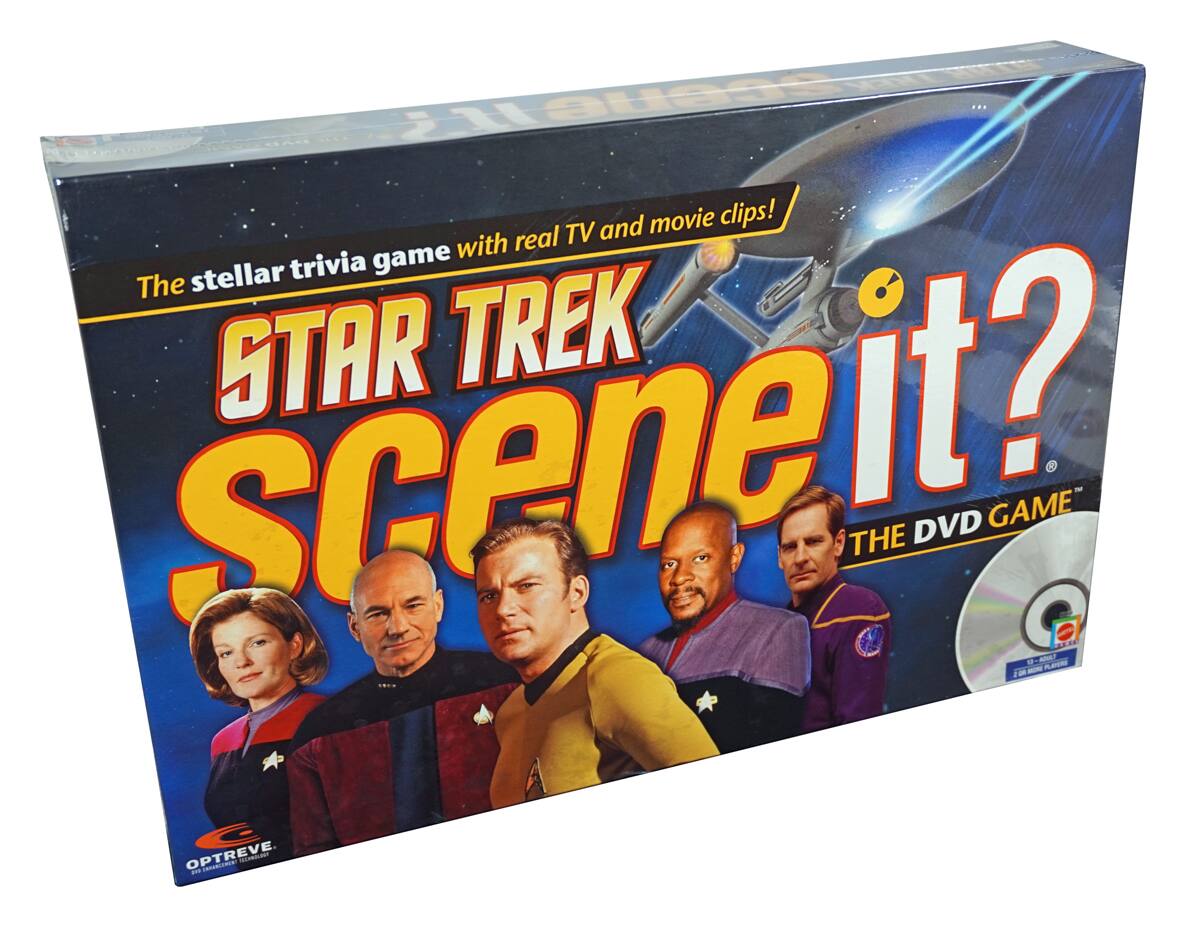 The stellar trivia game with real TV and movie clips!  
STAR TREK Scene It?  
THE DVD GAME