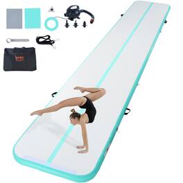 VEVOR - Gymnastics Air Mat, 4 inch Thickness Inflatable Gymnastics Tumbling Mat, Tumble Track with Electric Pump - Mint