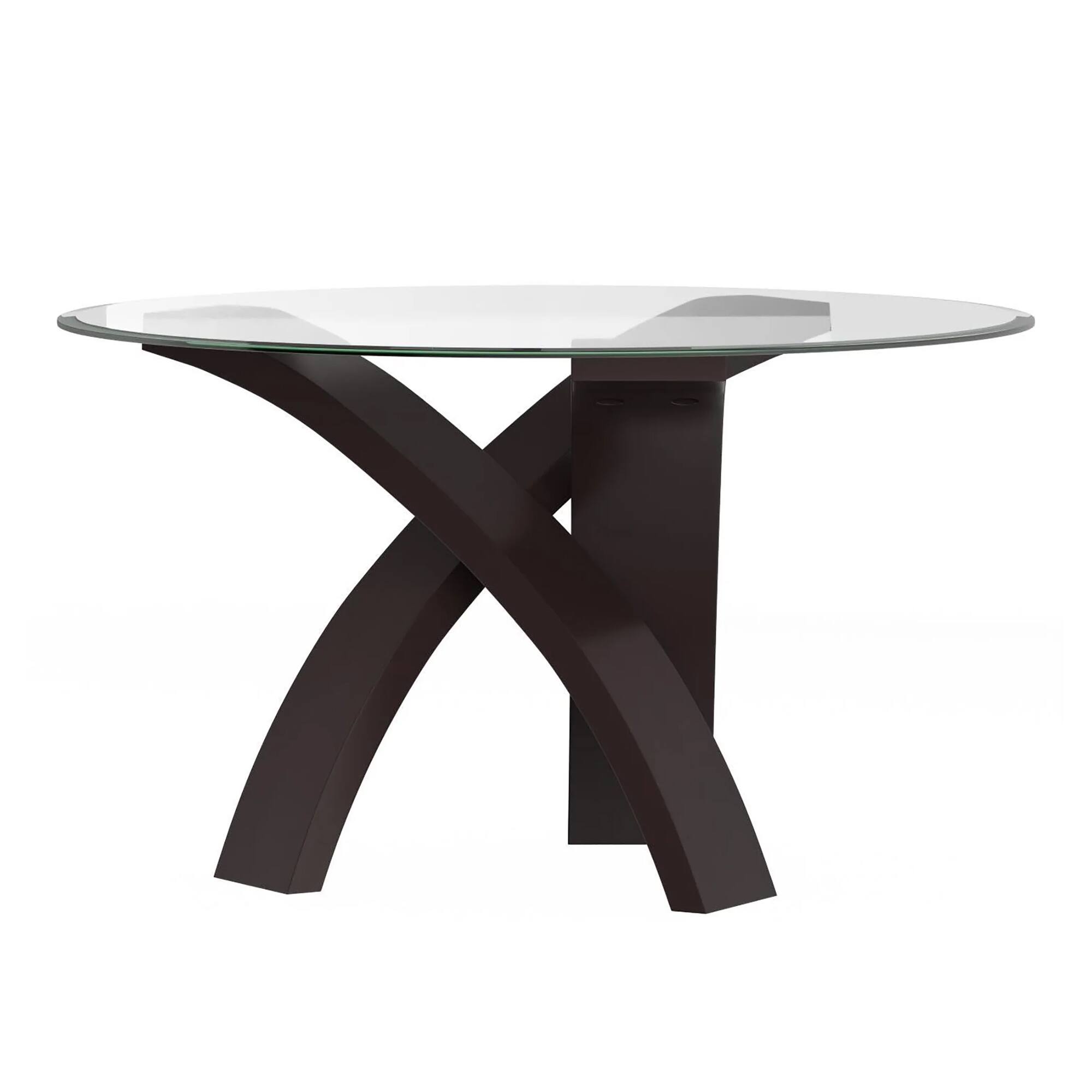 Alt View 1. Manhattan Lane - Moi 5pc Dining Table and Chair Set, 52 Inch Round Glass, White Black - Black, White.