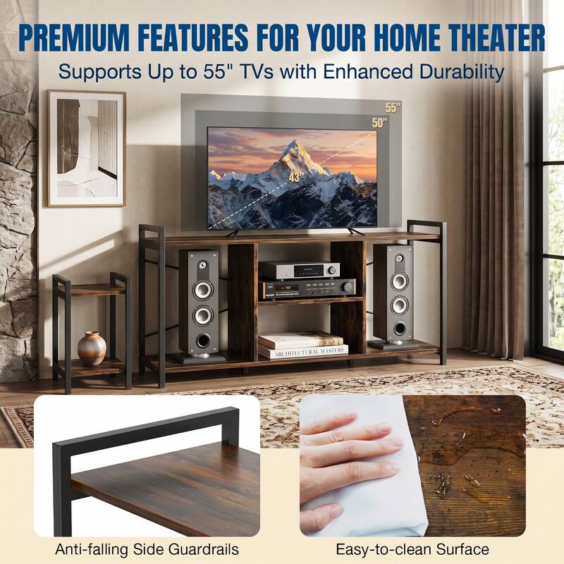 PREMIUM FEATURES FOR YOUR HOME THEATER  
Supports Up to 55" TVs with Enhanced Durability  
55" 50" 43"  
RU MASTERS ARCHITECTI  
Anti-falling Side Guardrails  
Easy-to-clean Surface