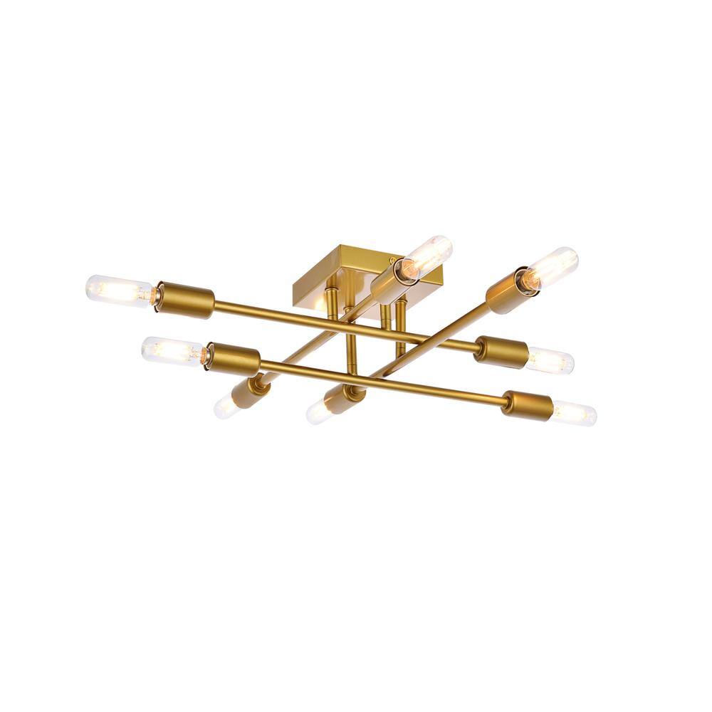 Alt View 6. Living District - Script 8 lights brass flush mount - Brass.
