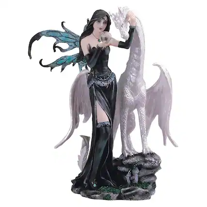 Front. FC Design - FC Design 10"H Gothic Fairy Holding Glass Ball Dragon Figurine Statue Office Desk Tabletop Medieval Gaming Home Decor - Multi-Color.