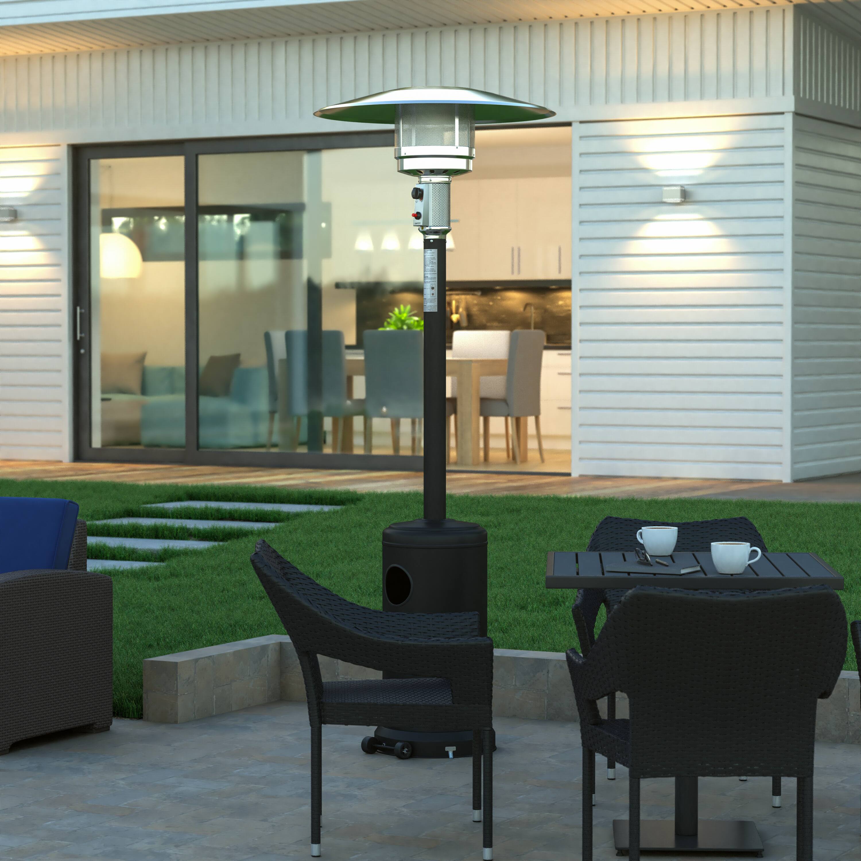 Alt View 1. Emma + Oliver - Outdoor Patio Heater - 7.5 Feet Round Steel Patio Heater - 40,000 BTU's - Black.