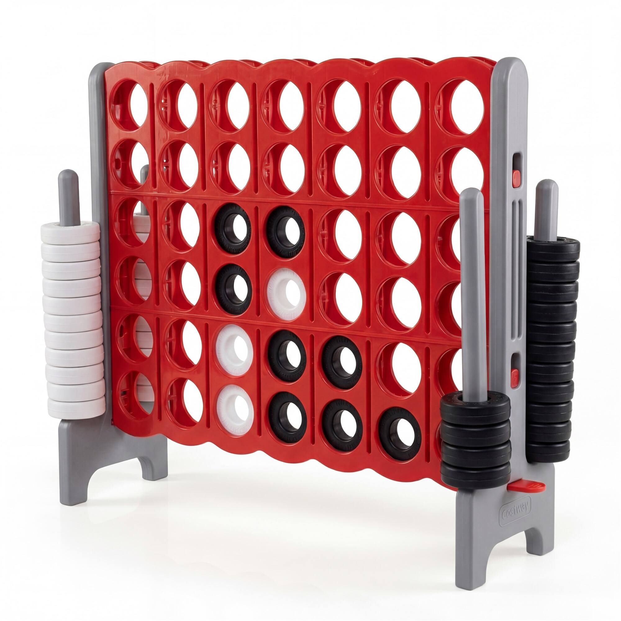 Front. Costway - Costway Jumbo 4-to-Score 4 in A Row Board Game Set Outdoor Indoor Kids Adults Family Fun - Gray + Red.