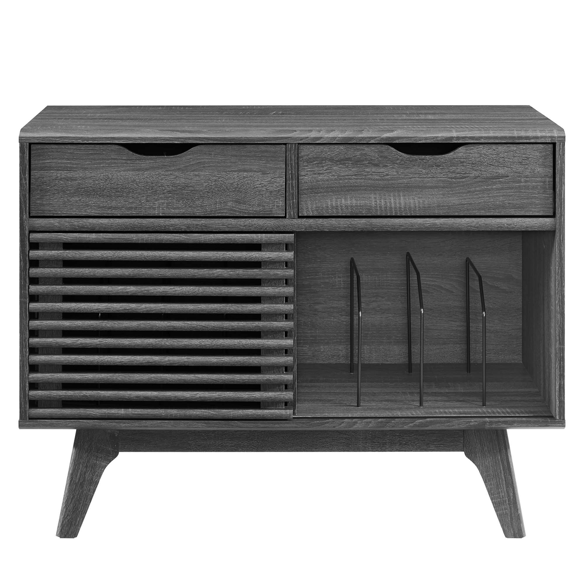 Alt View 2. Modway - Render Vinyl Record Display Stand by Modway - Charcoal.
