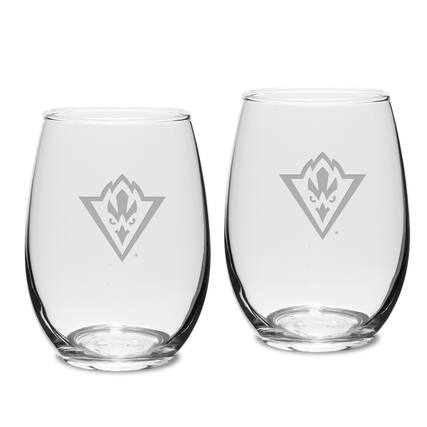 Front. Jardine - UNC Wilmington Seahawks 15oz. 2-Piece Stemless Wine Glass Set - Multicolor.