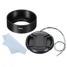 Front. Unique Bargains - 39mm Standard Focus Frosted Lens Hood with 52mm Cap/Cloth for Nikon/Fuji/Pentax/Leica - Black.
