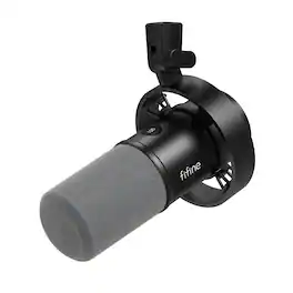 FIFINE - USB/XLR Dynamic Microphone Kit with Boom Arm, Mute & Headphone Jack for Podcast, Gaming, Streaming & Recording - Black