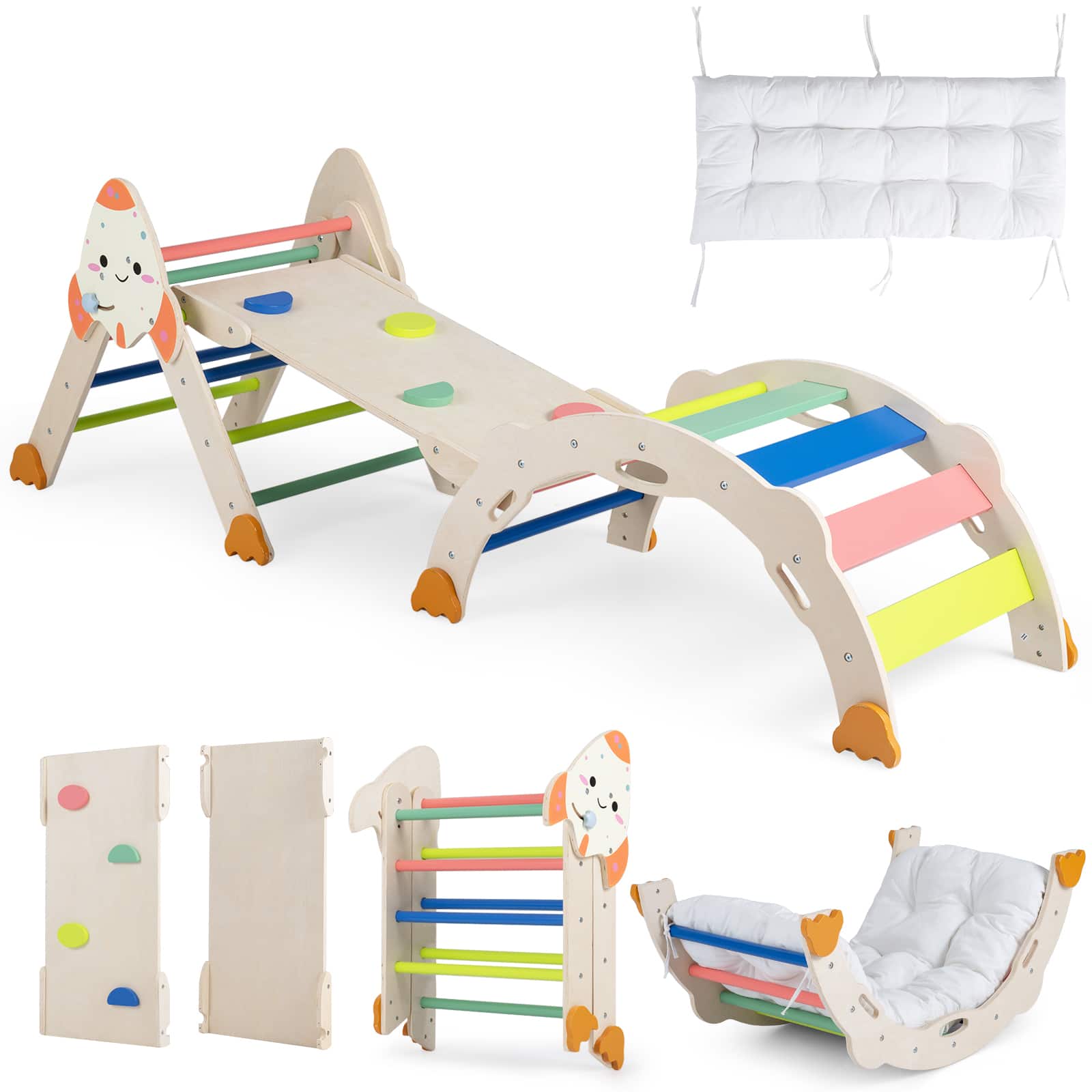 Costway - 8-in-1 Climbing Toys for Toddlers with Triangle Ladder, Convertible Ramp, Indoor - Colorful price history on PriceWatchPro