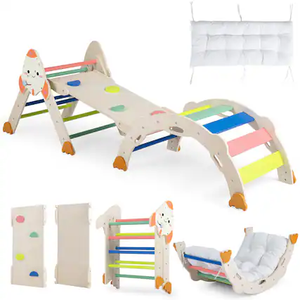 Front. Costway - Costway 8-in-1 Climbing Toys for Toddlers with Triangle Ladder, Convertible Ramp, Indoor - Colorful.