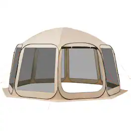 VEVOR - Screen House Tent, 15 x 13.8 ft, 12-15 Person Pop Up Screen Tent, Portable Screened in Canopy with Carry Bag - Beige
