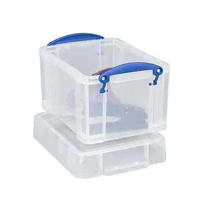Front. Really Useful Box - Really Useful Box 3 Liter Snap Lid Storage Bin, Clear (3L CL) - Clear.