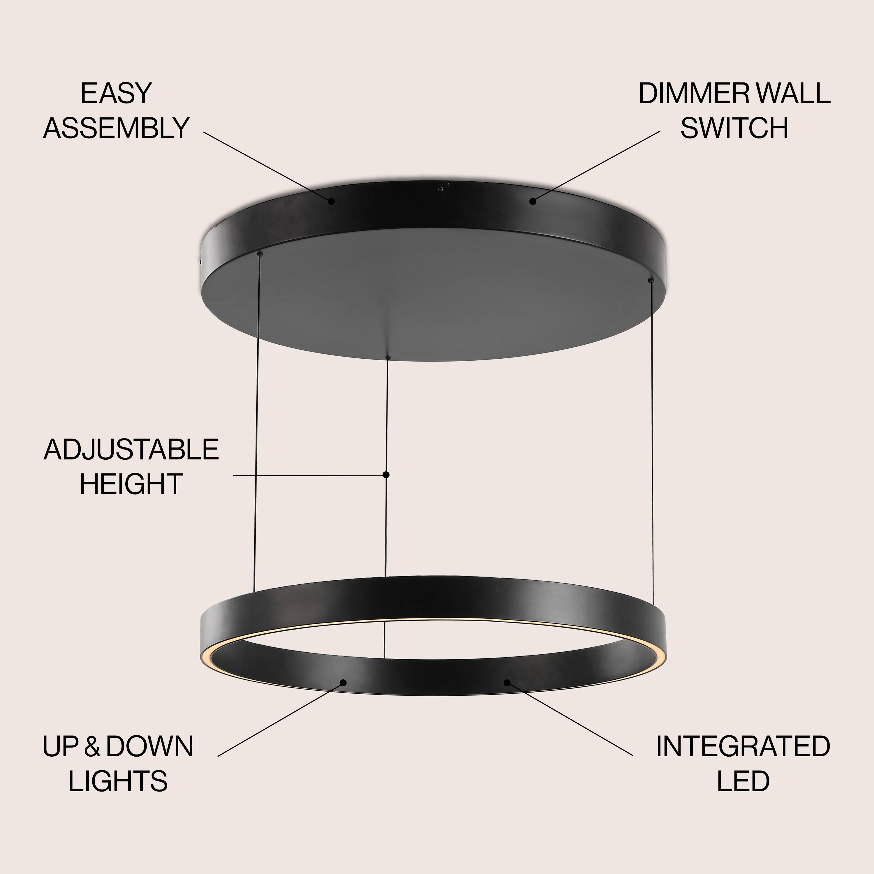 EASY ASSEMBLY DIMMER WALL SWITCH ADJUSTABLE HEIGHT UP & DOWN LIGHTS INTEGRATED LED