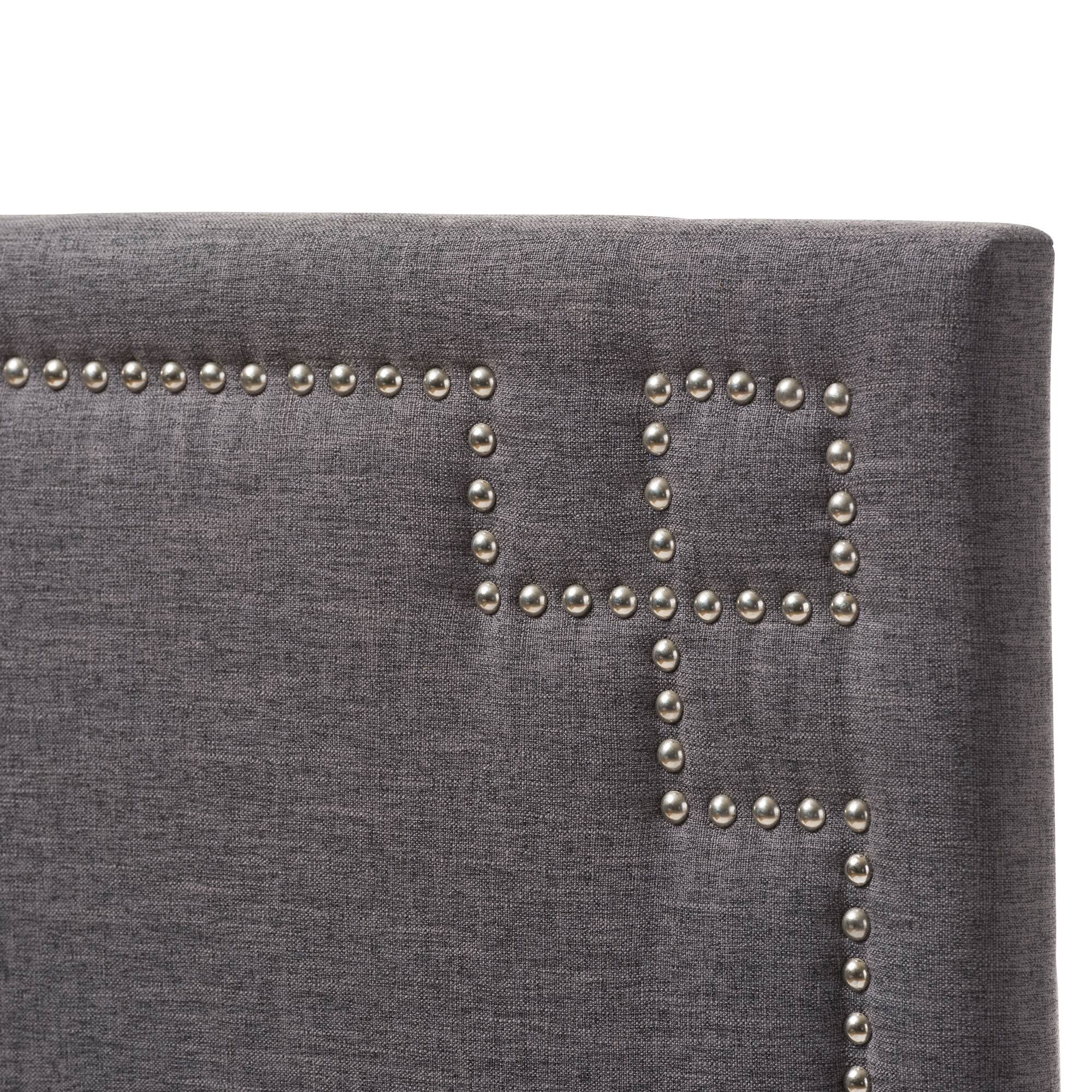 Left. Baxton Studio - Geneva Modern and Contemporary Fabric Upholstered Twin Size Headboard - Dark Grey.