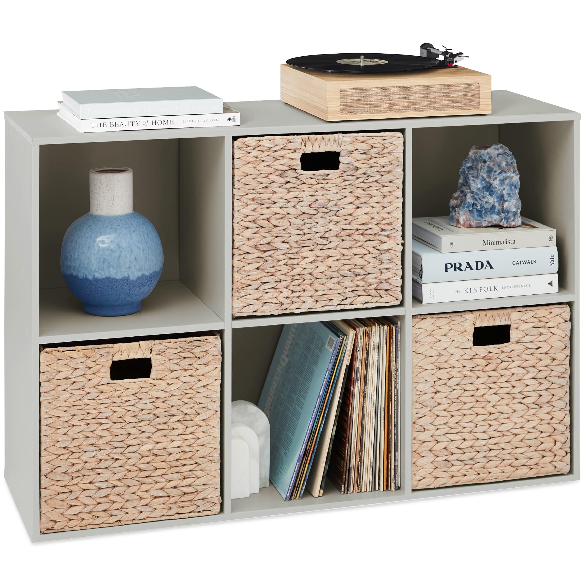 Best Choice Products - 6-Cube Bookshelf, 13.5in Display Storage System, Organizer w/ Removable Back Panels - Gray