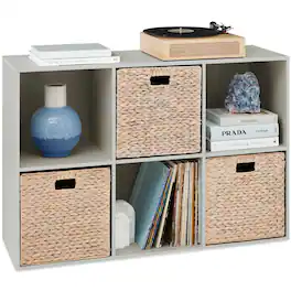 Best Choice Products - 6-Cube Bookshelf, 13.5in Display Storage System, Organizer w/ Removable Back Panels - Gray