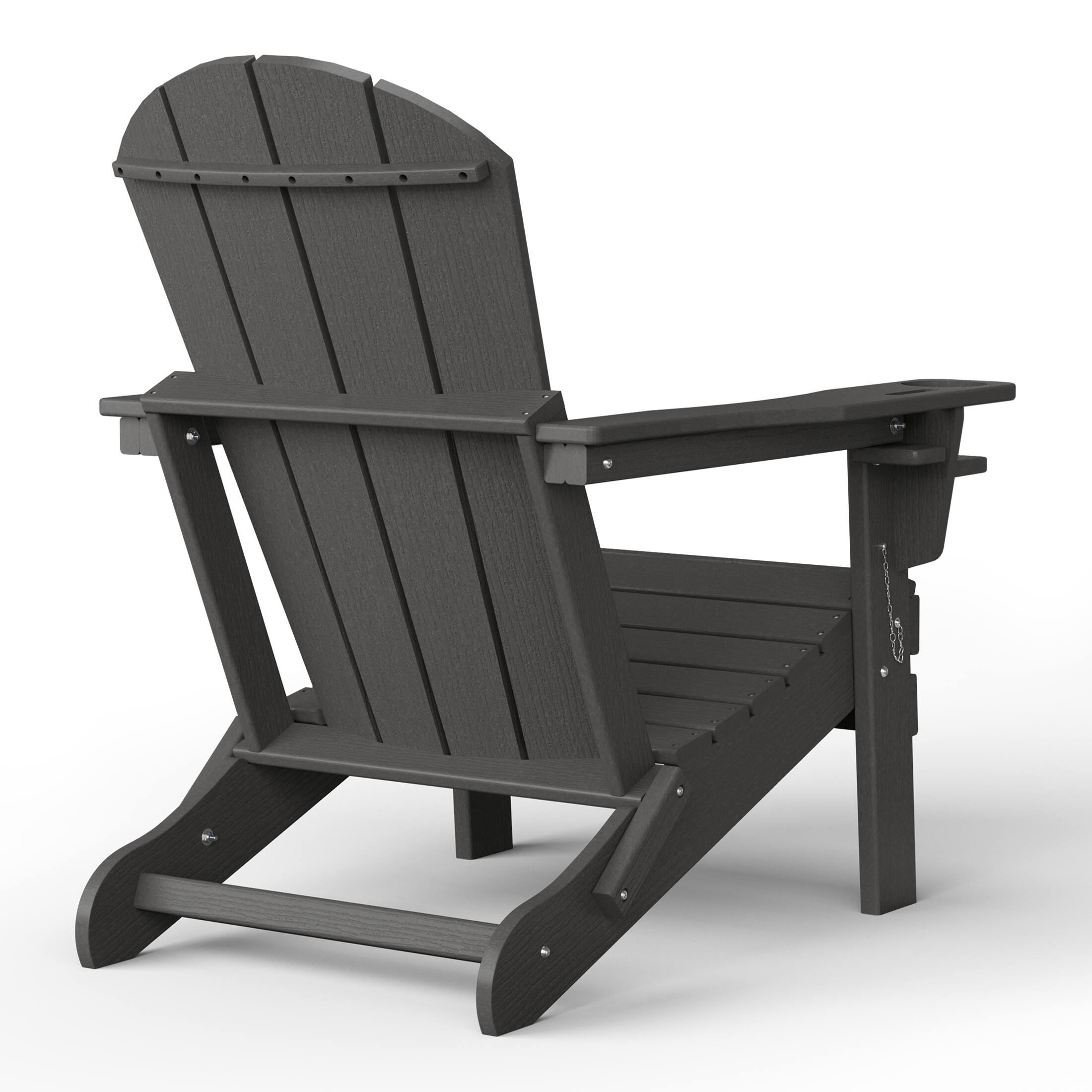 Back. WestinTrends - WestinTrends Nantucket Outdoor Patio HDPE Resin Adirondack Chair With Cup Holder and Phone Holder - Gray.