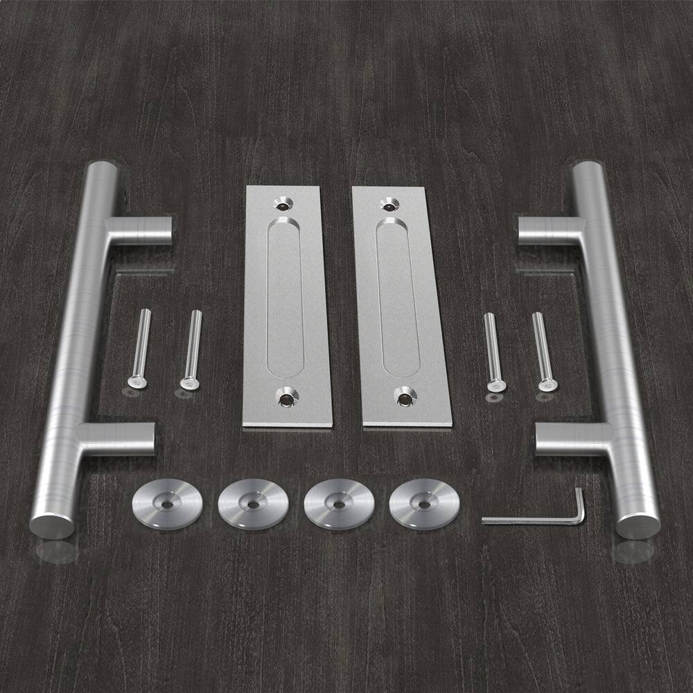 Alt View 5. Boyel Living - 12 in. Stainless Steel Ladder Pull and Flush Sliding Barn Door Handle Set (2-Pack) - Stainless Steel.