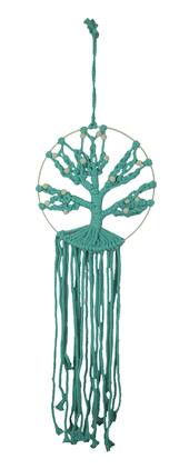 King Max - Beaded Blue Cotton Rope Tree of Life Dreamcatcher - Turquoise