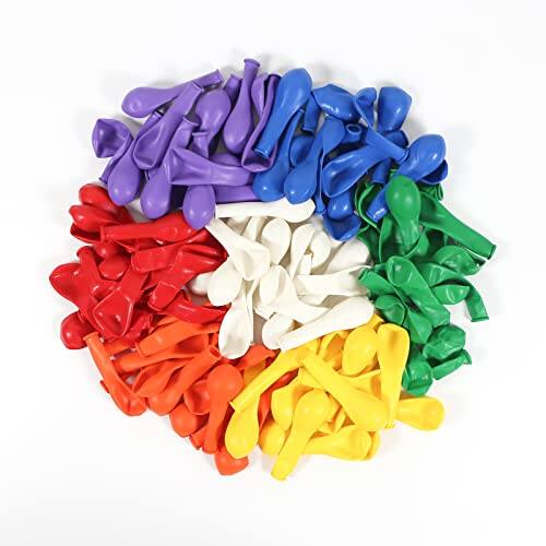 Front. Vulpecula Spade - 5 Inch Balloons Assorted Colors 105 Pieces, Rainbow Balloons for Birthday Party, Wedding, Baby Shower, Picnic, Festival, - Rainbow.