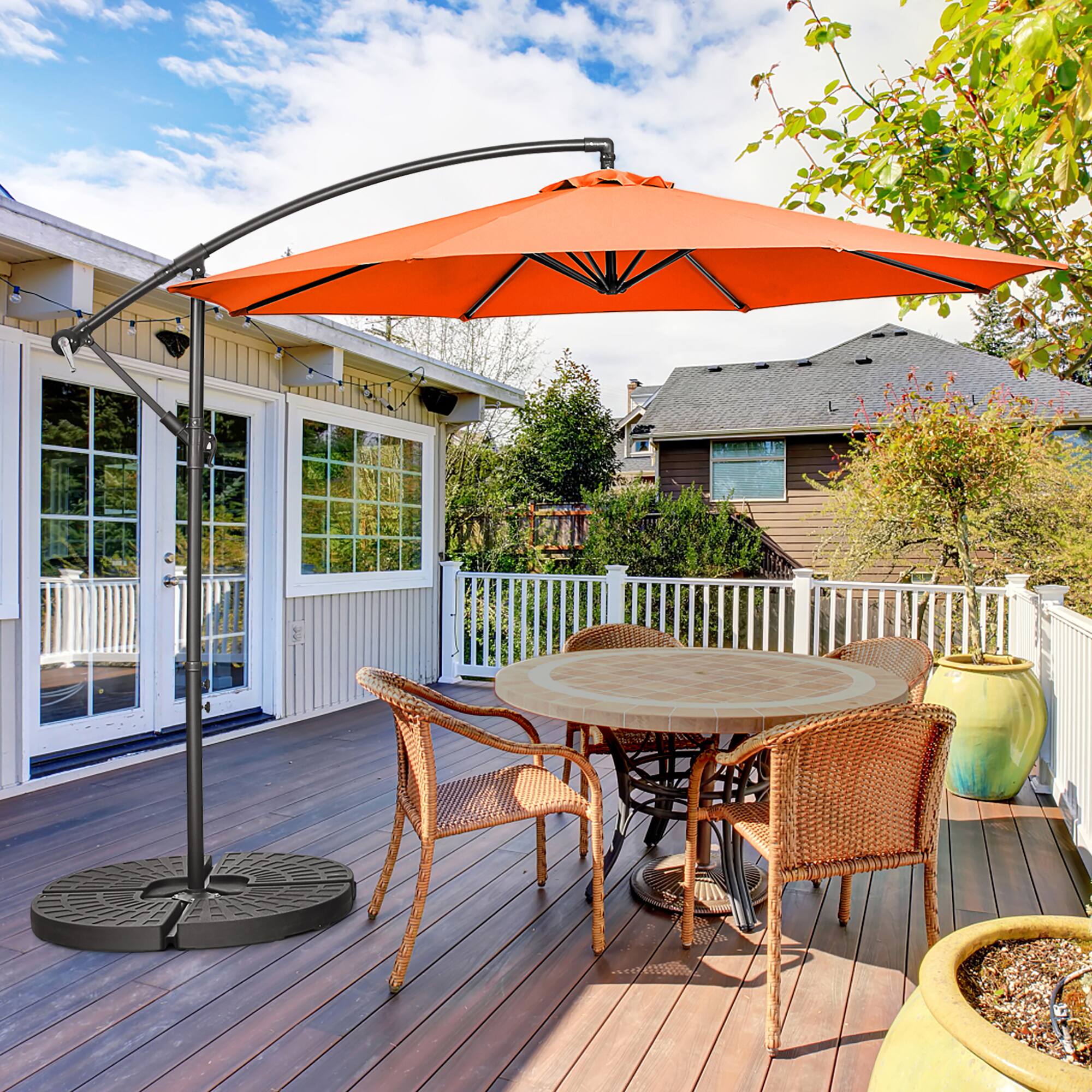 Alt View 4. Costway - Costway 10FT Patio Offset Umbrella, Outdoor Cantilever Umbrella with Easy Tilt Adjustment & 8 Ribs - Orange.