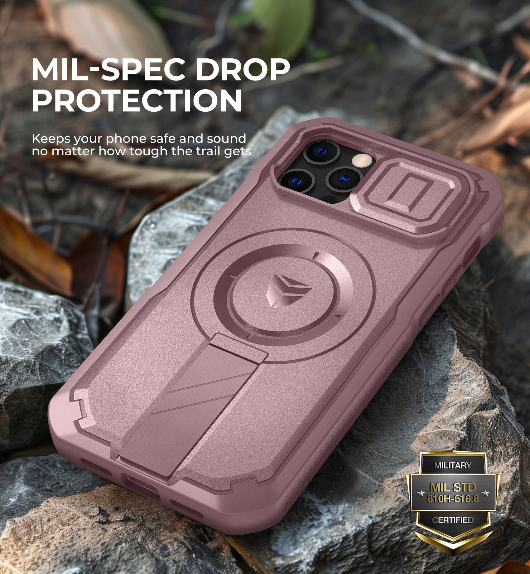 MIL-SPEC DROP PROTECTION
Keeps your phone safe and sound no matter how tough the trail gets
MILITARY MIL STD 810H-516.8 CERTIFIED