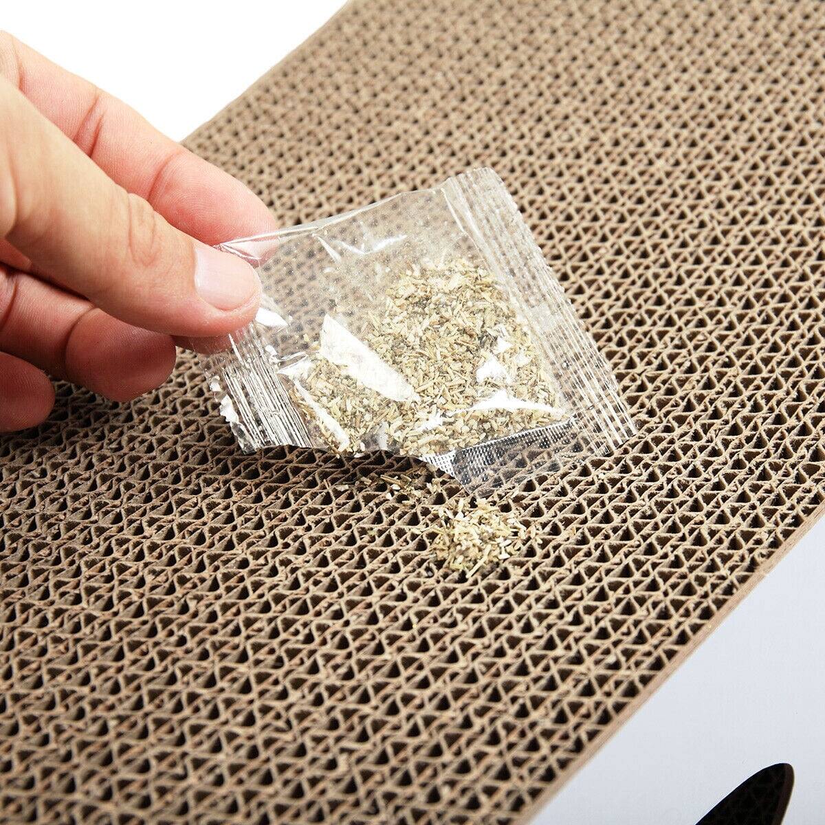 Back. Pefilos - Cat Scratching Pads, Cat Scratcher Cardboard Lounger Curved Shape Furniture Play Rest Sleep Cardboard with Catnip Toys - Beige.