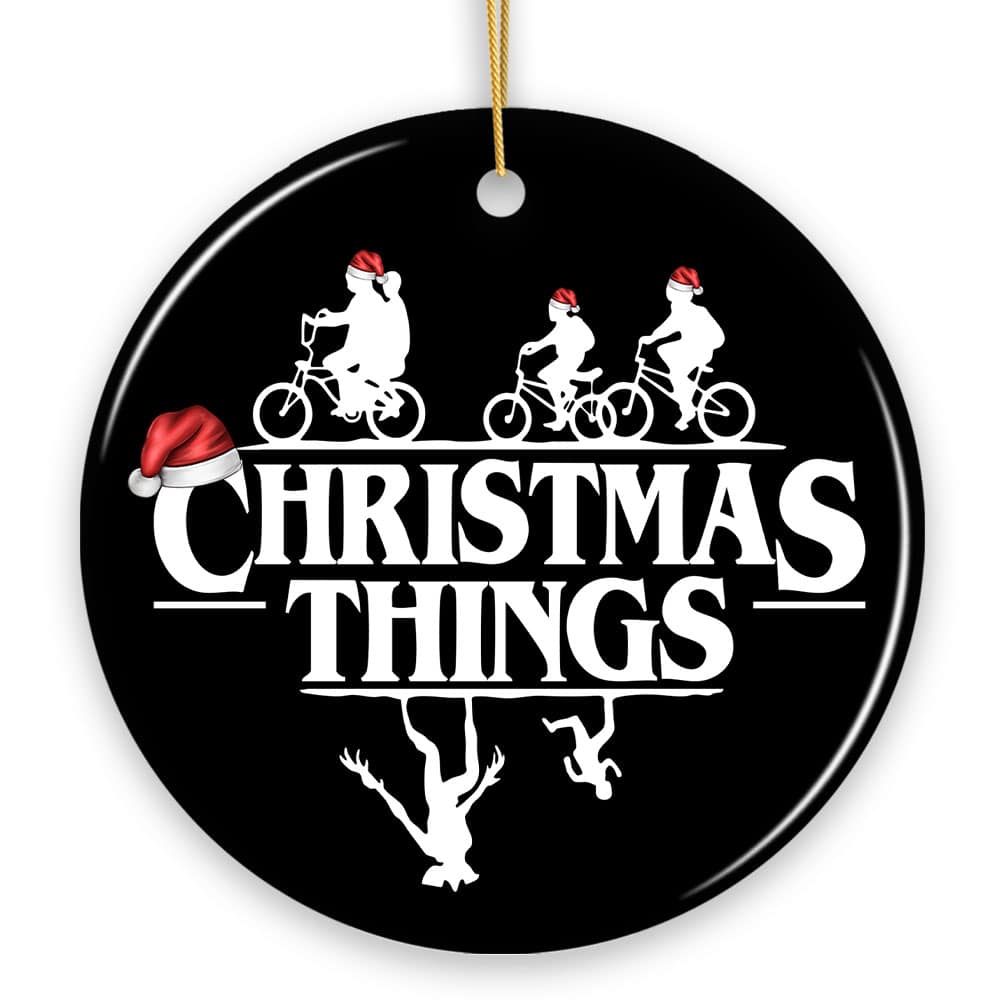 OrnamentallyYou - Christmas Things Retro Ornament, Handmade Ceramic Holiday Tree Decor - Multi-colored