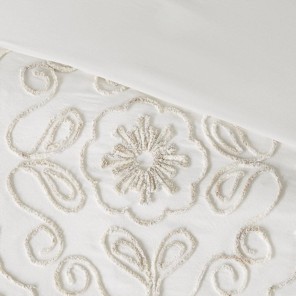 Alt View 5. Gracie Mills - Gracie Mills Gertrude Medallion Chenille 3-Piece Duvet Cover Set - Ivory/Taupe.