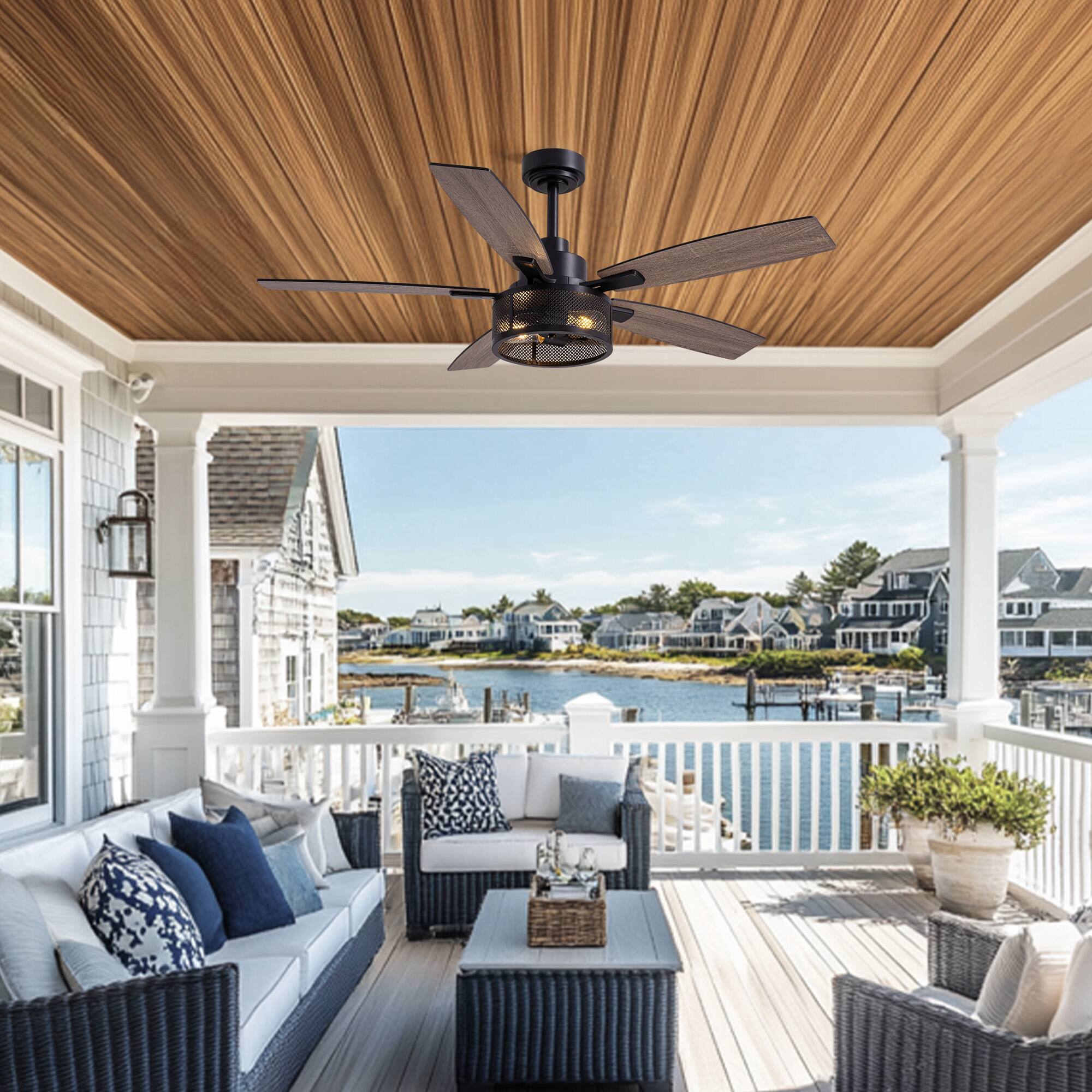 Alt View 5. Siljoy - 46" Ceiling Fans with Lights and Remote Control - Black.