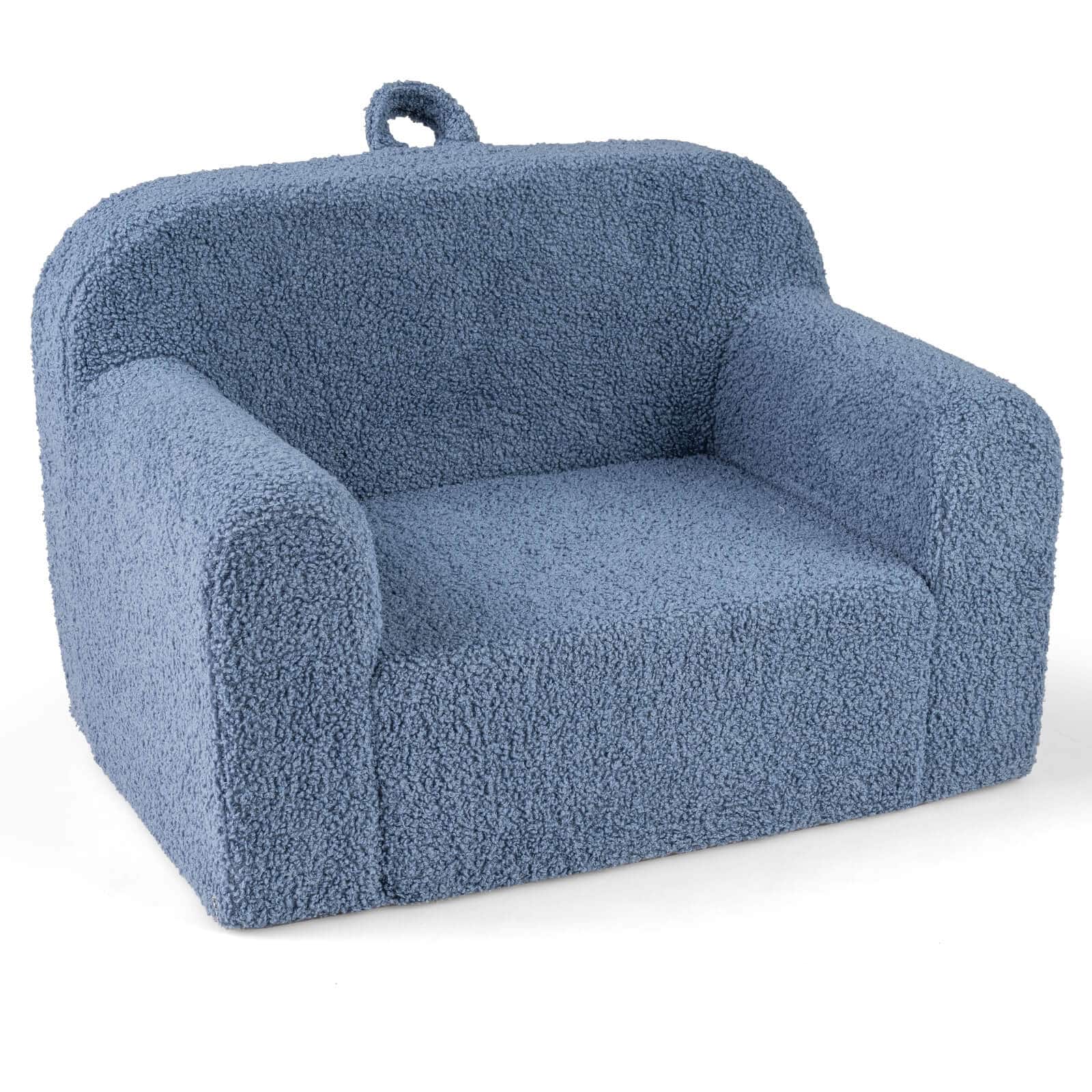 Costway - Kids Couch Portable Toddler Sofa with Handle Anti-slip Base Removable Comfy Chair - Blue