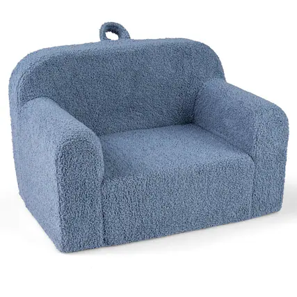 Front. Costway - Costway Kids Couch Portable Toddler Sofa with Handle Anti-slip Base Removable Comfy Chair - Blue.