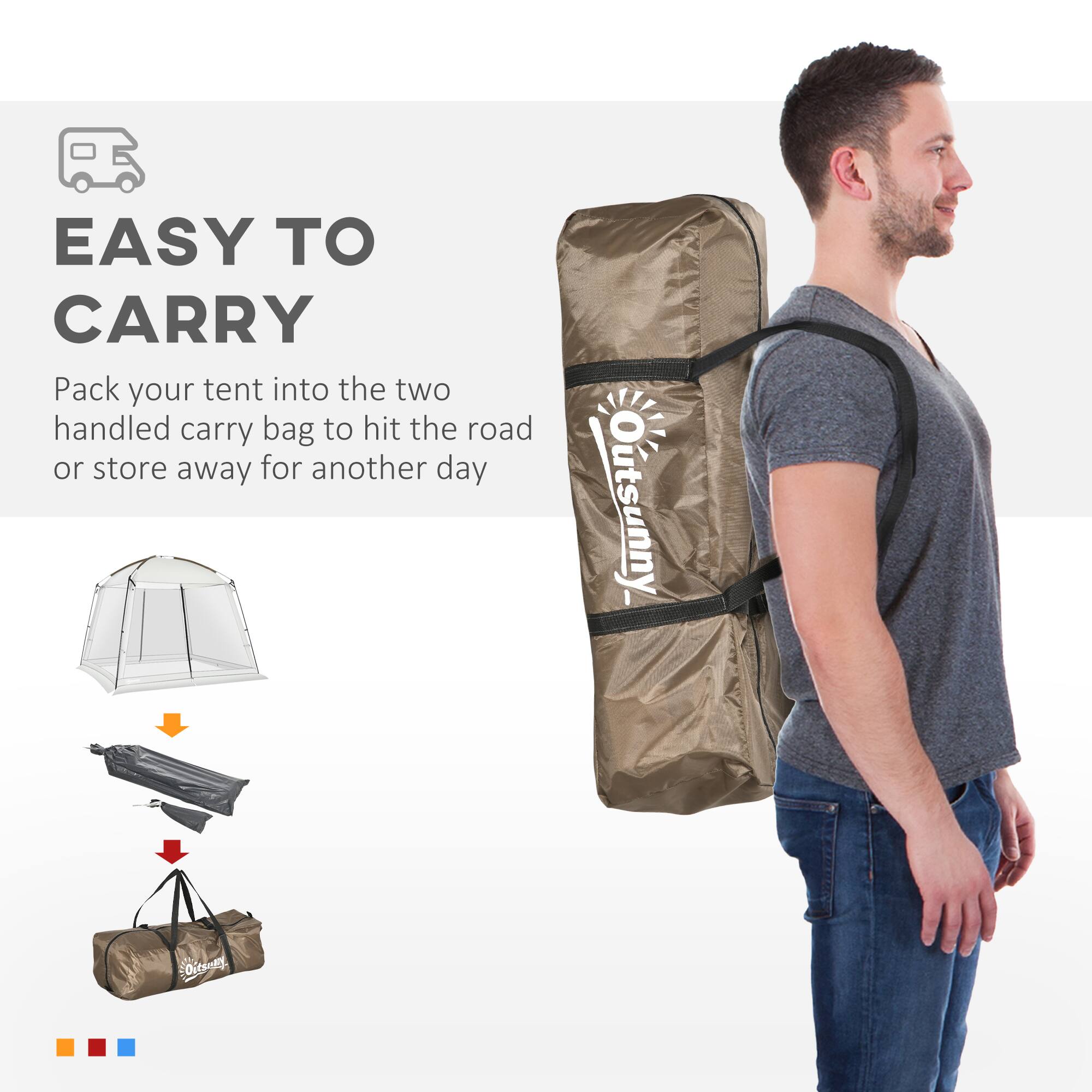 EASY TO CARRY
Pack your tent into the two handled carry bag to hit the road or store away for another day
Outsunny