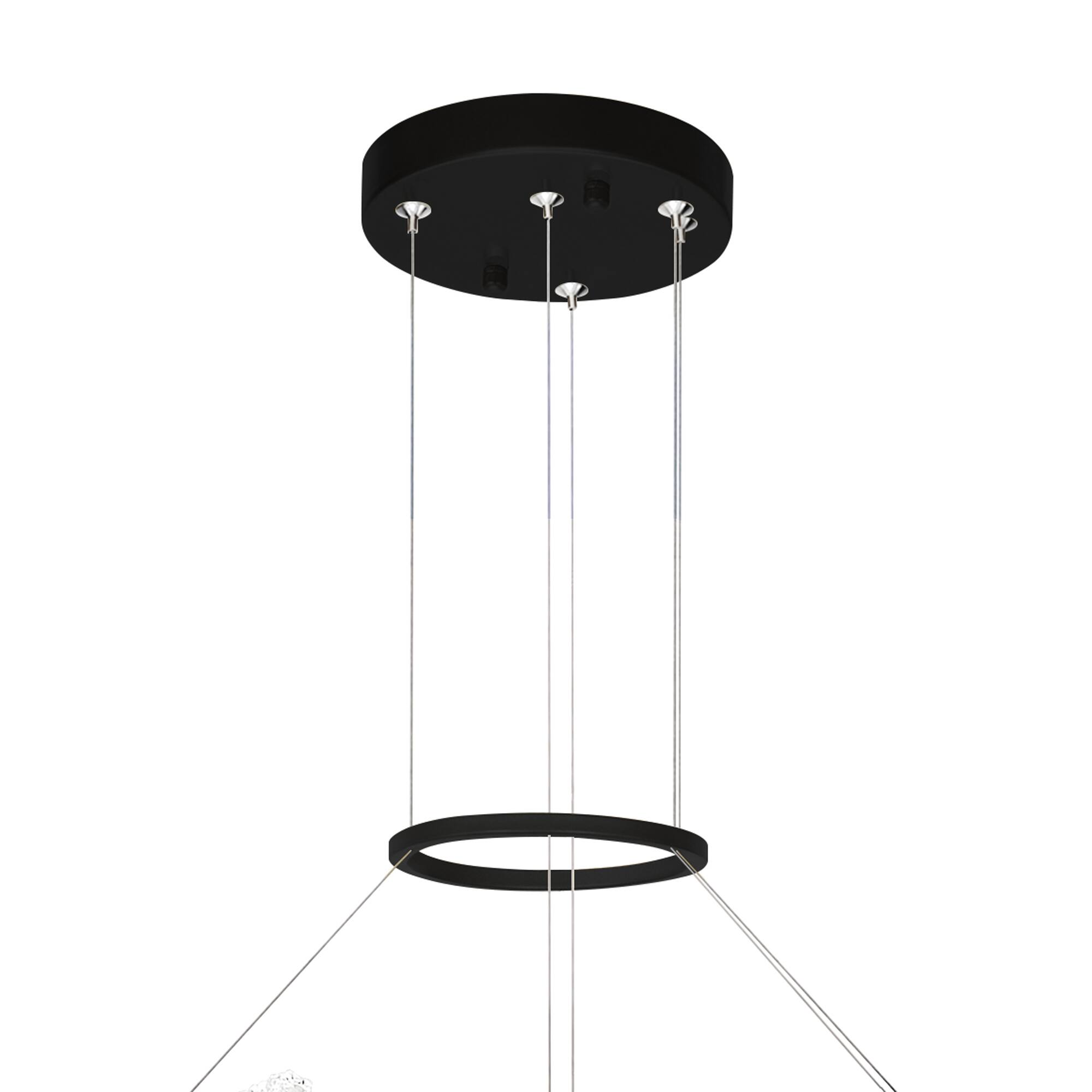 Alt View 2. CWI Lighting - Guadiana 32 in LED Black Chandelier - Black & Satin Gold.