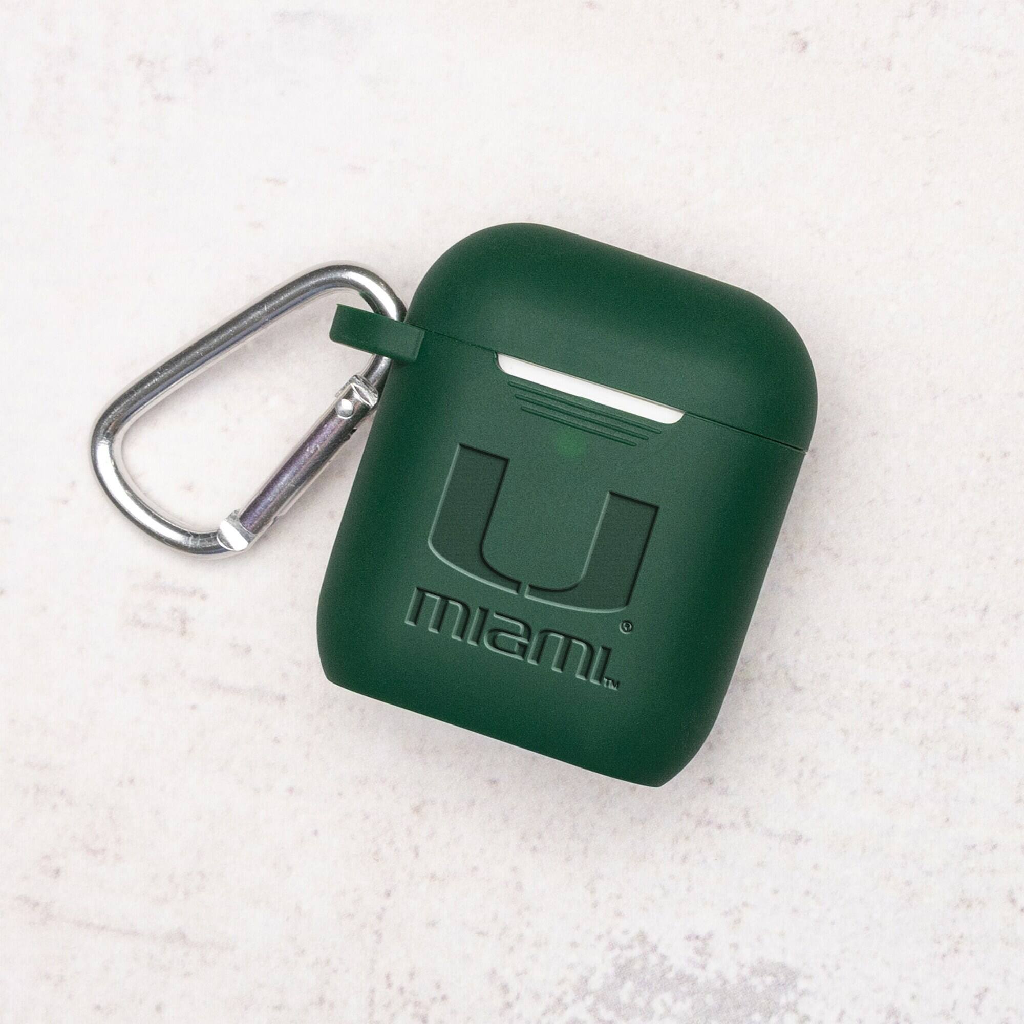 Alt View 1. Affinity Bands - Miami Hurricanes Debossed Silicone AirPods Case Cover - No Size - Multicolor.