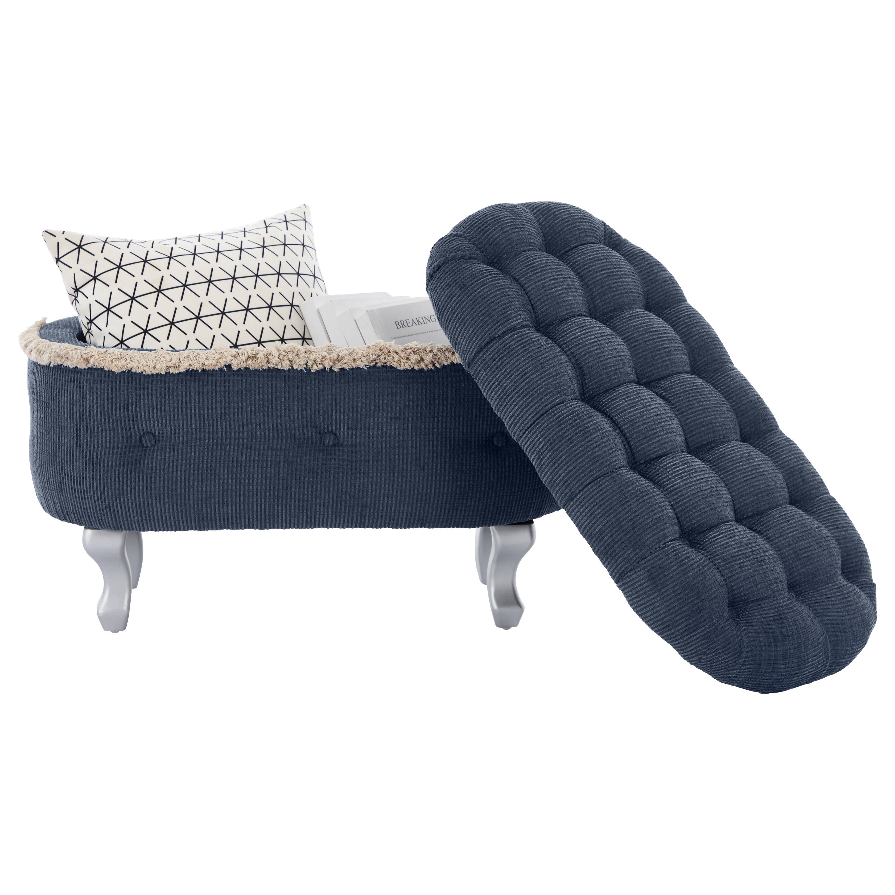 Alt View 1. Whisen - 29.5" Button-Tufted Fabric Storage Ottoman End of Bed Window Bench for Bedroom - Blue.