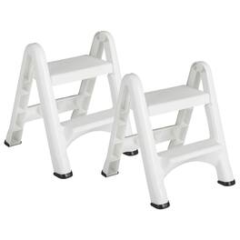 RubberMaid - EZ Two Step Durable Folding Plastic Ladder Step Stool, (2 Pack) - White