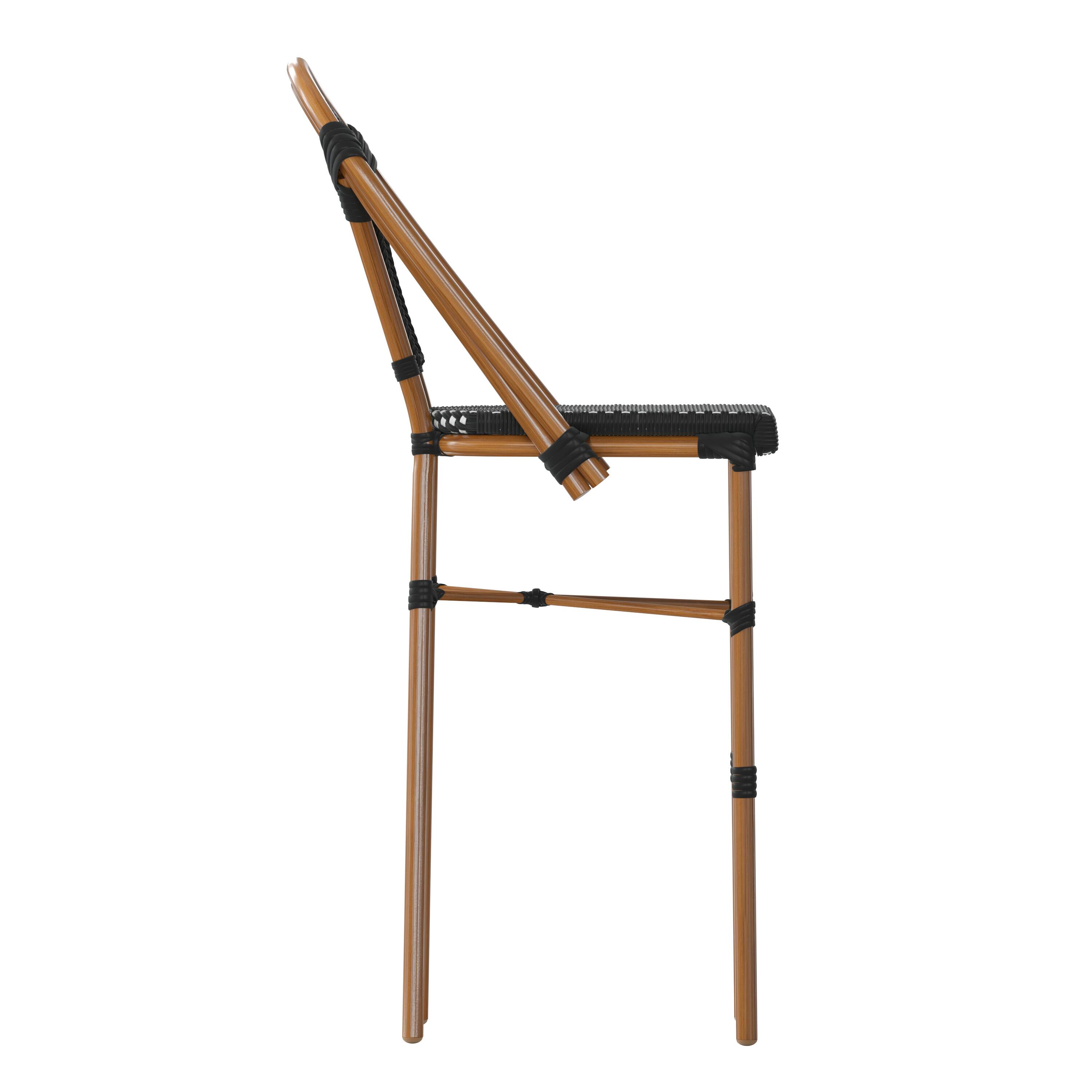 Left. Flash Furniture - Bordeaux Stackable Indoor/Outdoor Bistro 30" High Barstool, Commercial Grade, Black/White and Bamboo Finish - Black.