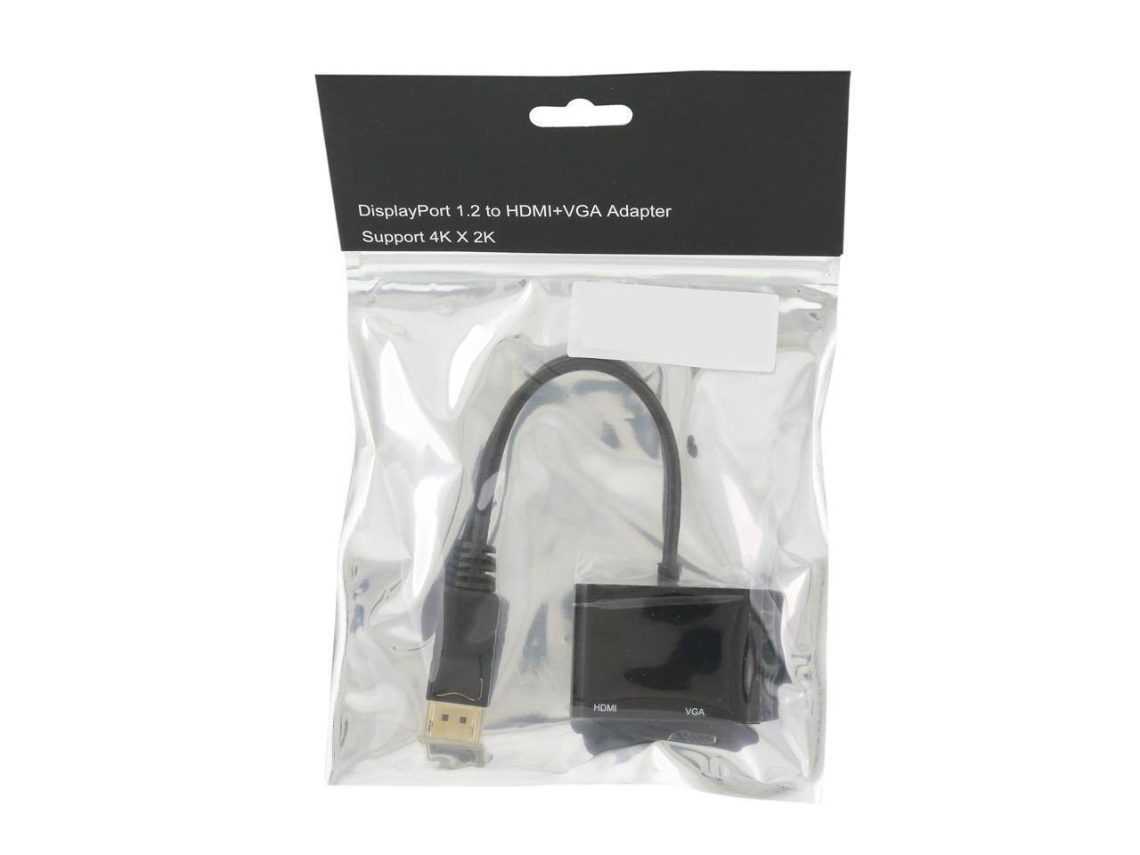 DisplayPort 1.2 to HDMI+VGA Adapter Support 4K X 2K

HDMI
VGA