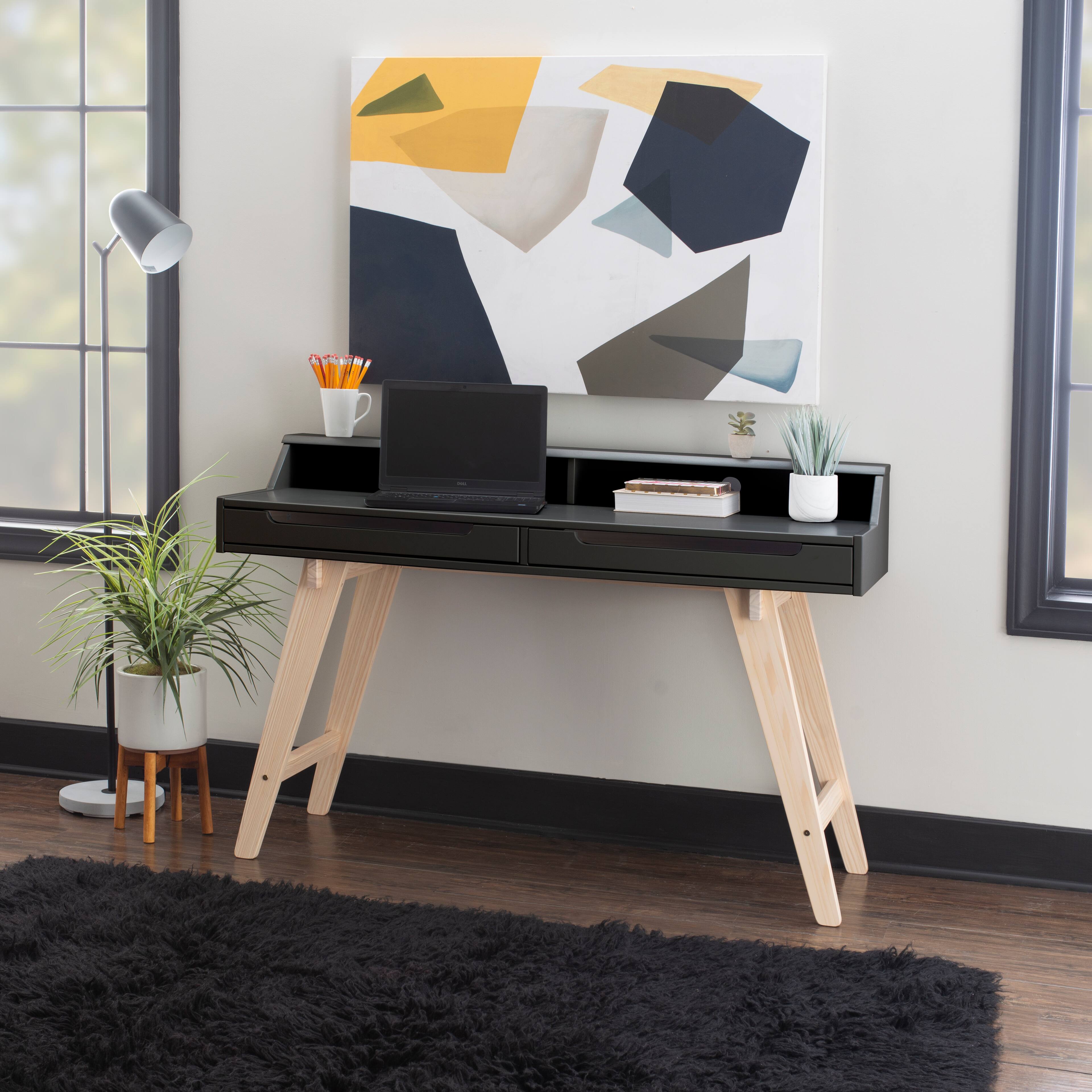Alt View Zoom 17. Linon Home Décor - Stanley Two-Drawer Desk With Hutch Shelf - Natural & Black.