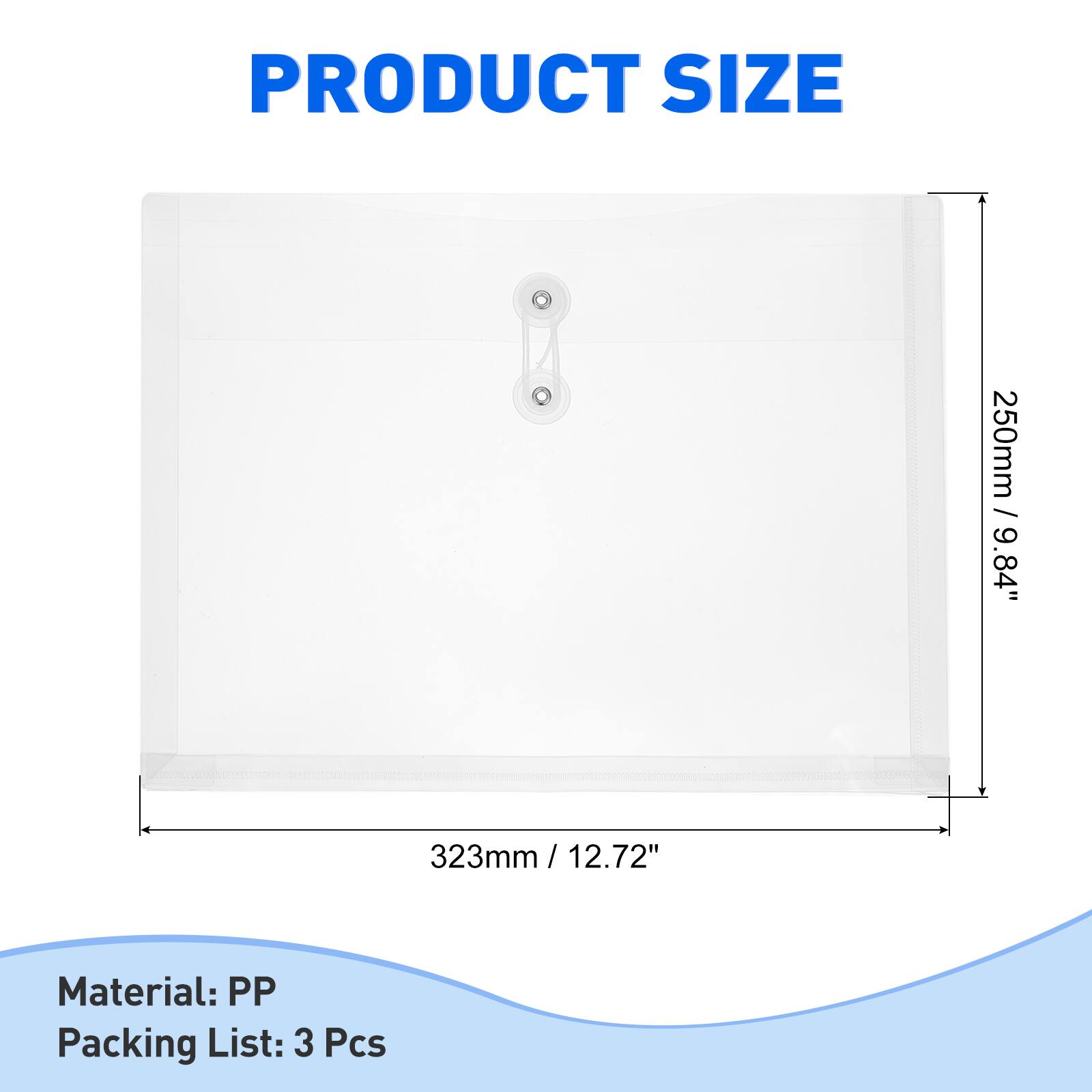 PRODUCT SIZE  
250mm / 9.84"  
323mm / 12.72"  
Material: PP  
Packing List: 3 Pcs