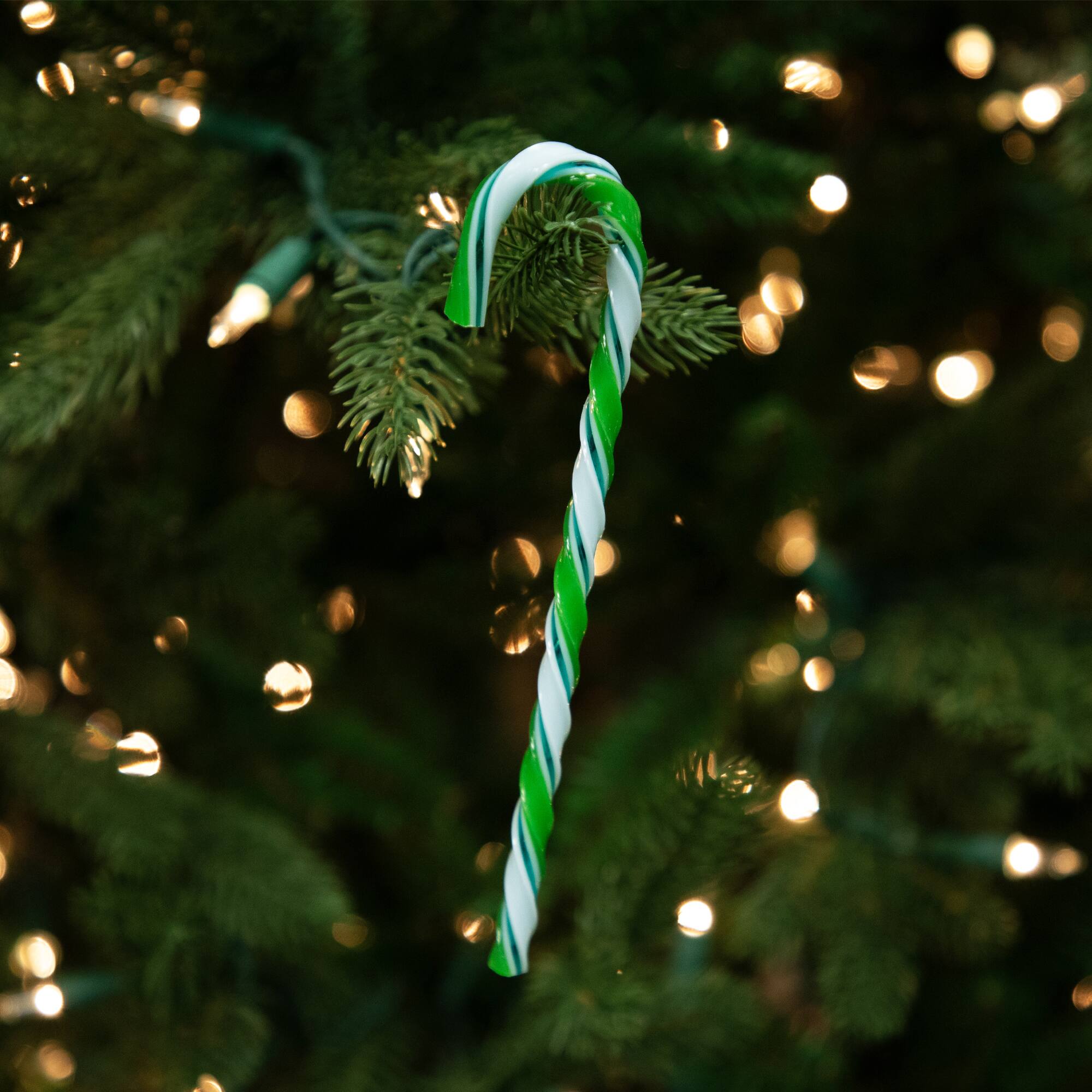 Alt View 1. Northlight - Twist Candy Cane Christmas Ornaments - 6" - Green and White - 12 ct - Green.