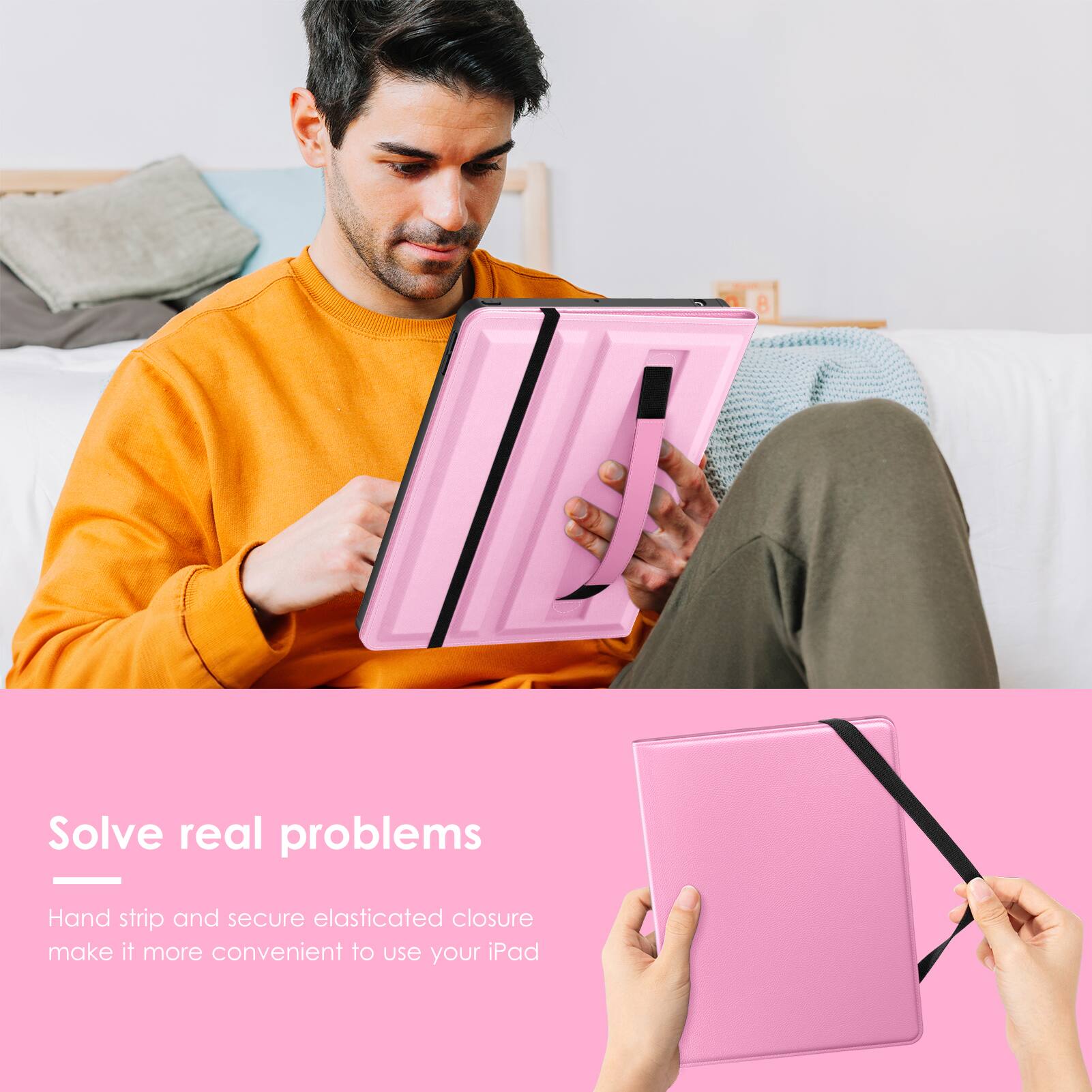 8. Solve real problems - Hand strip and secure elasticated closure make it more convenient to use your iPad