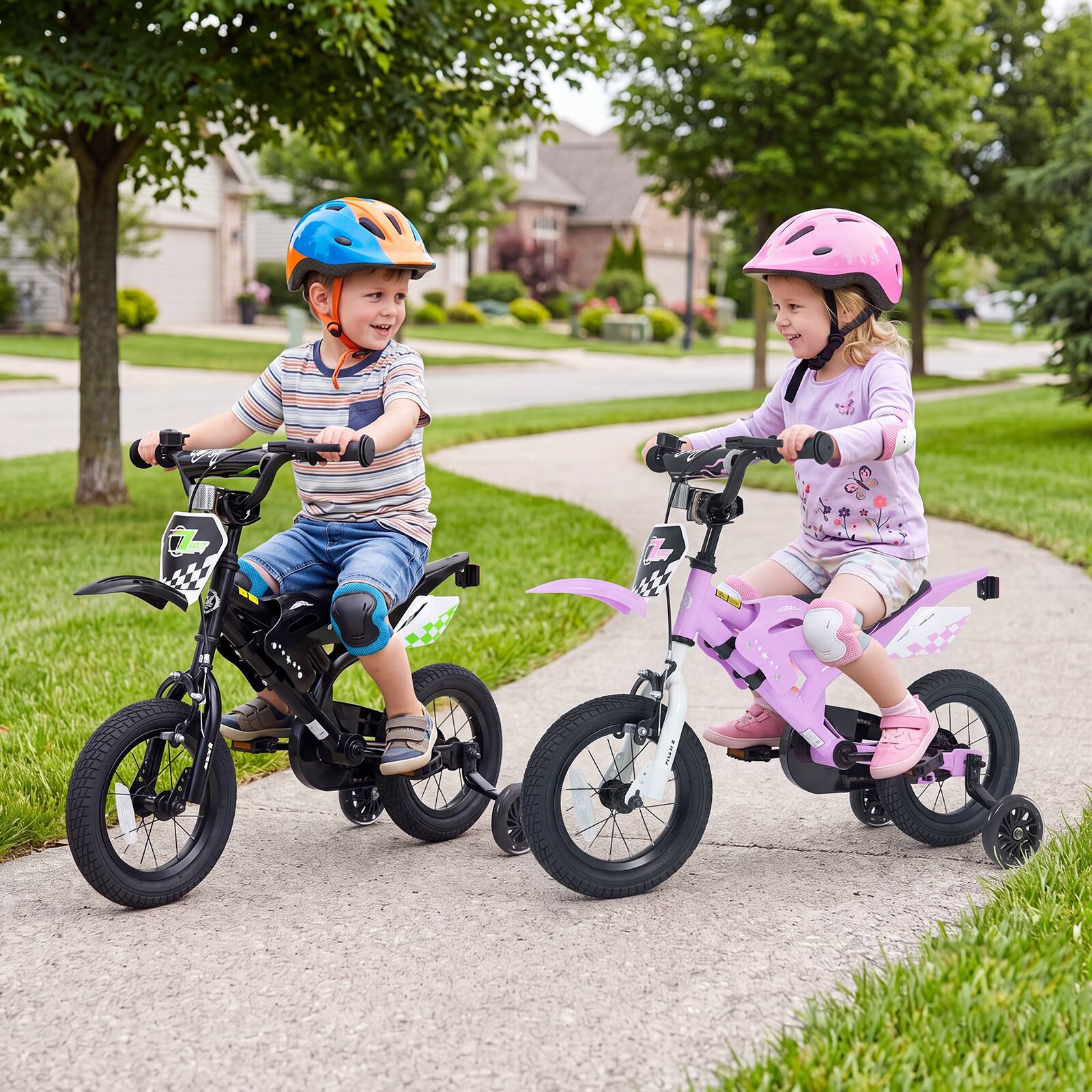 Alt View 3. Costway - Costway 12" Kids Bike with Removable Training Wheels, Dual Brake System for Ages 3-4 Years - Purple.