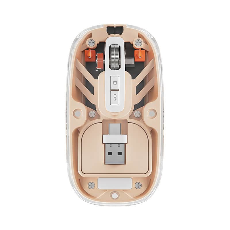 RISOKEYS - Transparent Color Magnetic Mouse with Bluetooth Wireless Type C USB Receiver Dual Mode Connection 1600DPI - Wireless - Pink